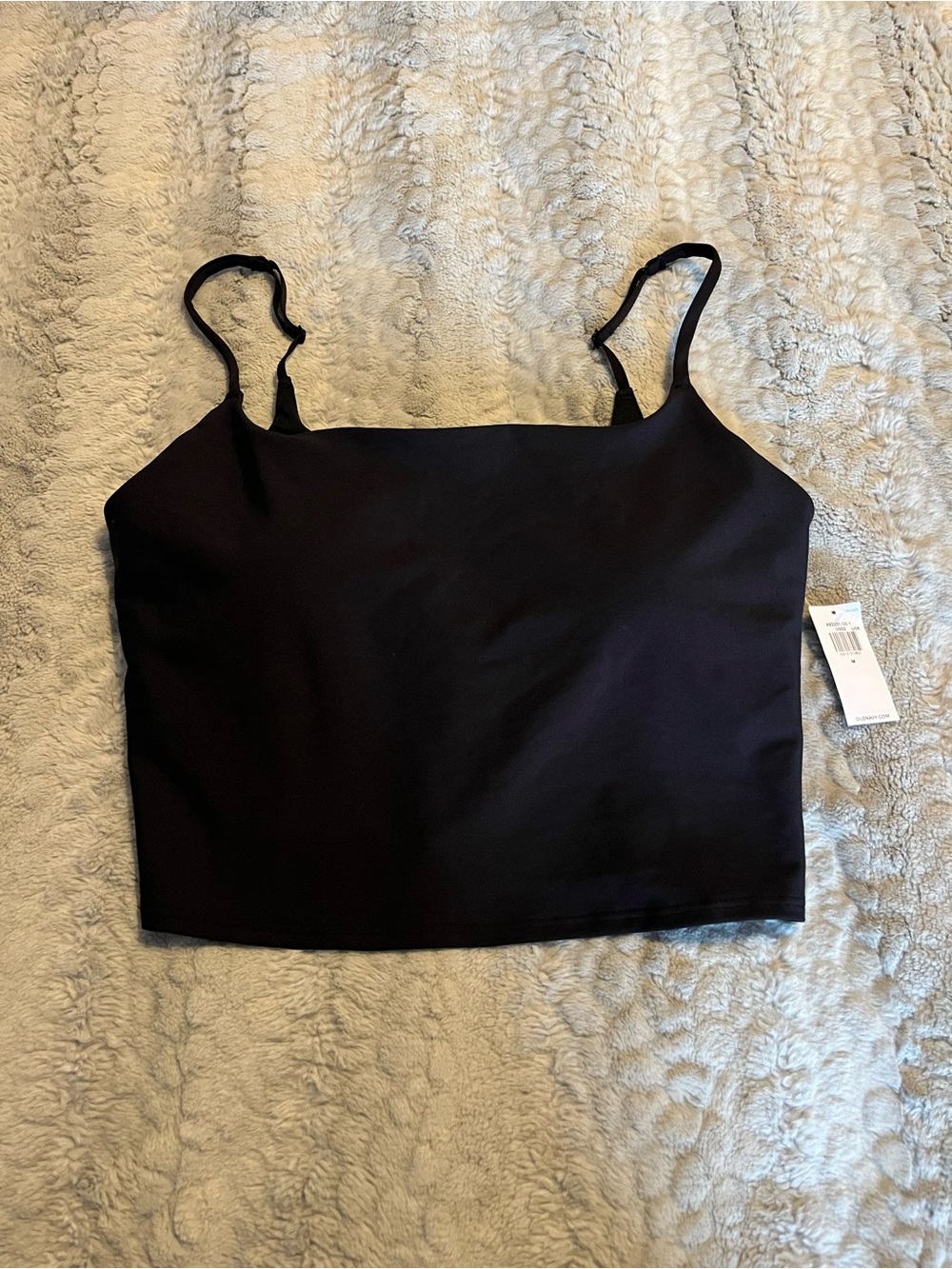 Women's Black Square-Neck Cropped Tank Top